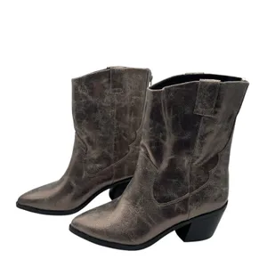 DV Dolce Vita Imana Womens 8 Pewter Metallic Western Cowboy Boots Pointed Toe thumbnail 4
