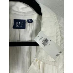 Gap Crinkle Gauze Flutter Sleeve Mini Shirt Dress Off White Medium NEW with Tags thumbnail 6
