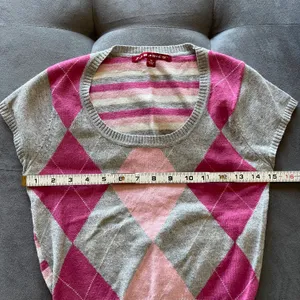 J. J. Basics Vintage y2k argyle pink and grey vest size small thumbnail 4