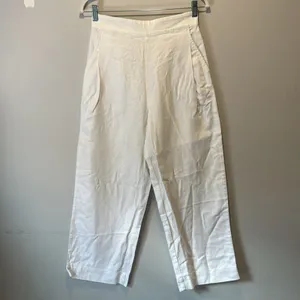 NWT Madewell Pull-On Straight Crop Pants NR174 White Linen Cotton‎ Blend Size 2 thumbnail 3