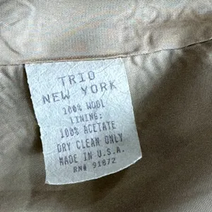 Trio New York Vintage Coat Womens 12 Tan Beige Wool Made in USA Trench Old Money thumbnail 4