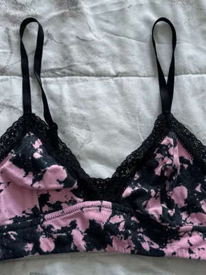 Jenni Intimates Pink & Black Lace trim Bralette, size S boho adjustable strap thumbnail 6