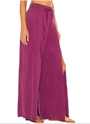 Free People Abs Tracker Split Wide Leg Pants Dark Purple Small thumbnail 3