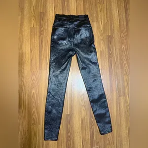 We the Free Phoenix coated skinny high rise ribcage jeans liquid black size 24. thumbnail 3