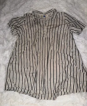 Old Navy Dress Black & White Stripe Button-Up Sz XL Petite Business Casual thumbnail 1