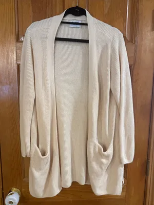 Old Navy cream longline open front Cardigan sweater size large . thumbnail 2