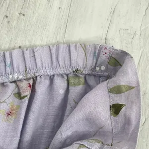 Two Star Dog Purple 100% Linen Floral Midi Skirt Medium Made in USA Cottagecore thumbnail 5