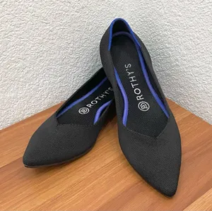 ROTHY’S The Point in Solid Black Ballet Flat Shoes Sustainable Knit Flats Size 8 thumbnail 3