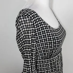 Max Studio Black Print Mesh Empire Waist Dress Size Small Graphic Print Dress thumbnail 5