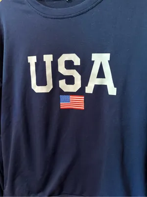 Women’s patriotic navy blue crewneck sweatshirt USA logo size M thumbnail 3