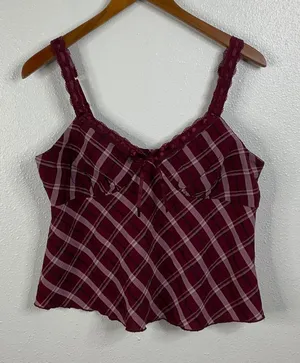 No Boundaries Y2K Inspired Plaid‎ Tank Top Size Large thumbnail 1