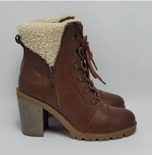 GBG By Guess Jesera Lace Up Ankle Boots Sherpa Fleece Lined Heeled Booties 10M thumbnail 1