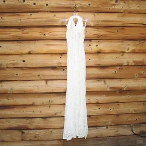 DB Studio Stretch Lace Halter Neck Gown White Size 14 thumbnail 6