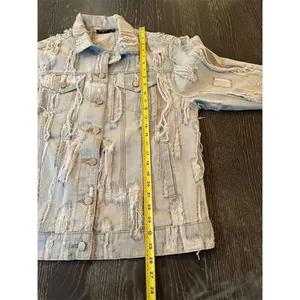 True Religion Women's Distressed Denim Jacket Blue Size M Casual Button Front thumbnail 9
