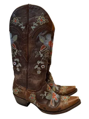 Old Gringo Bonnie Distressed Brown Embroidered Cowboy Boots 7 B thumbnail 1