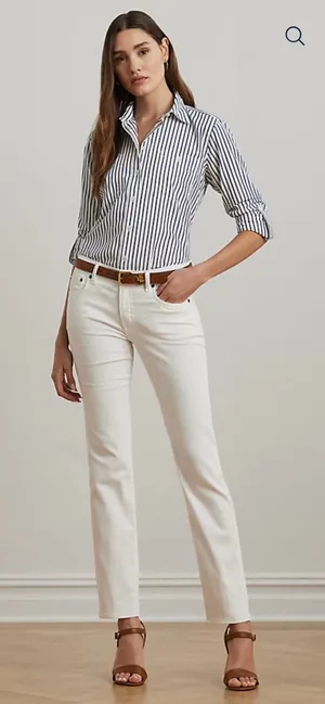 Ralph Lauren Women's Classic White Straight Leg Jeans Size 8 thumbnail 1