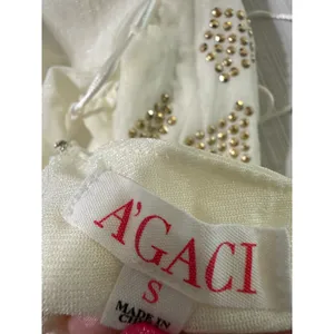 A'GACI White Gold Studded Mock Neck Lace Up Side Maxi Dress Small thumbnail 4