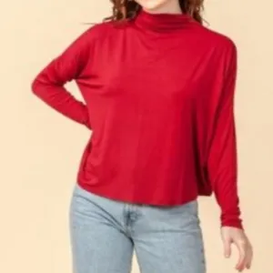 Banana Republic Luxespun Boxy Mockneck Sweater Size XL lightweight‎ Red thumbnail 2