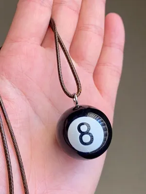 Handmade big 8 ball y2k grunge funky unisex simple brown necklace🎲8️⃣🖤 thumbnail 1