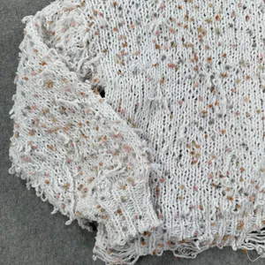POL Confetti Distressed Fringe Chenille Sweater Size Large Boxy Cropped Knit thumbnail 3