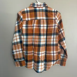 SO flannel button front Juniors xs Shirt Blue, cream, orange and maroon plaid flannel thumbnail 4
