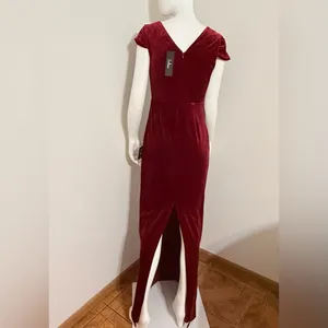 Feeling Flawless Burgundy Velvet V-Neck Maxi Dress Lulus Size S thumbnail 8