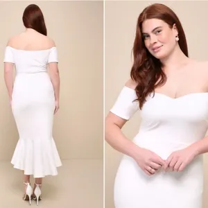 LULU's Bridal Shower Chic Modern Sexy Minimalist Mermaid Trumpet Midi Dress thumbnail 4
