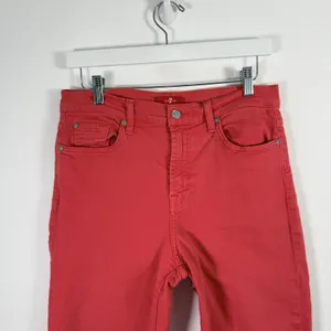 7 For All Mankind Alexa Wide Leg Cropped Jeans Red Raw Hem Boho Womens 30 thumbnail 9