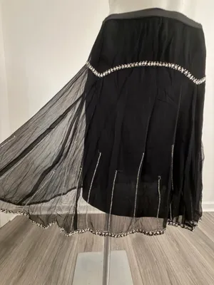 Vintage Black Chiffon Beaded & Sequins Skirt thumbnail 3