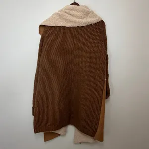 Orange Creek Sherpa Cardigan Coat M/L Brown Faux Suede Knit Boho Western Jacket thumbnail 2