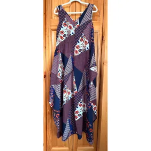 NWOT Lulus Bon Voyage Navy Blue Mixed Print Wide Leg Jumpsuit Slit Pants XS thumbnail 8