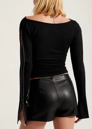 PacSun Black Faux Leather Shorts thumbnail 2