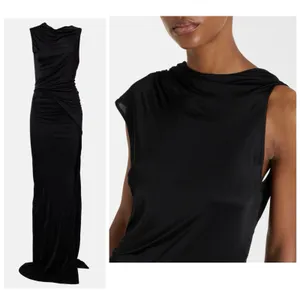 Rick Owens Lilies Shailee Draped Dress Gown Black Avant Garde Draped Size US 2 thumbnail 3