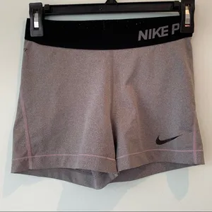 Nike Pro Gray Grey Spandex Shorts Medium M 3” thumbnail 1