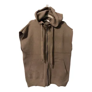 Zara Brown Sleeveless Oversized Full Zip Hooded Sweater Vest, Medium thumbnail 2