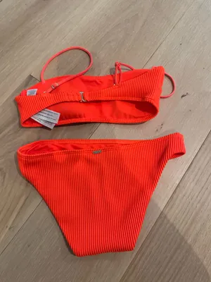 Hollister Neon Orange Ribbed Bikini thumbnail 4