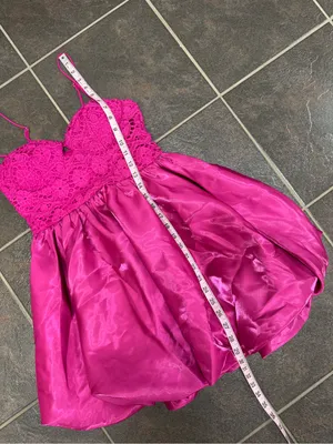 Angel Biba Embroidered Lace Top Bubble Hem Sleeveless Mini Dress Pink Small NEW thumbnail 13