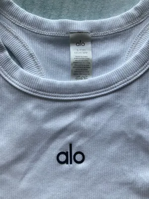 Alo Yoga ribbed crop tank top white thumbnail 1