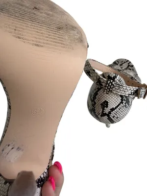 LULUS White Black Snake Print Ankle Strap Sandals Heels Size 5.5 thumbnail 7