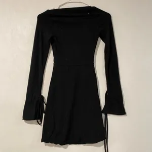 Oh Polly Black Long Sleeve Skater Mini Dress US 0 Coquette Party thumbnail 3