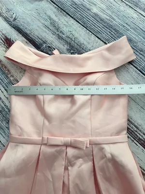 Handmade Off-Shoulder Taffeta Fit & Flare Dress in Light Pink thumbnail 10