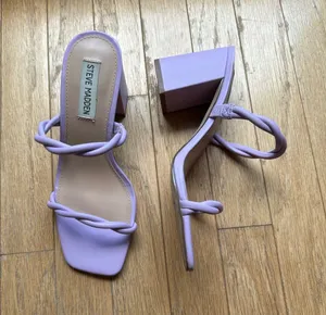 Steve Madden Lavender Braided Strap Block Heel Sandals thumbnail 1