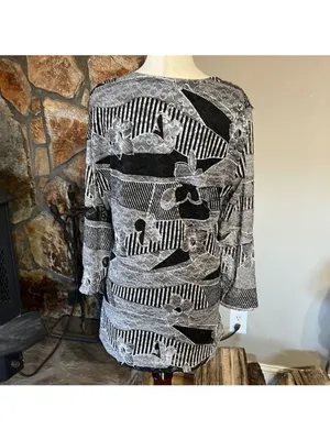 Chaus Black and White Lace Overlay Top Size XL thumbnail 6