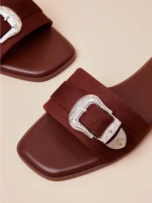 Lulu's Brown Buckle Slide Sandals thumbnail 2