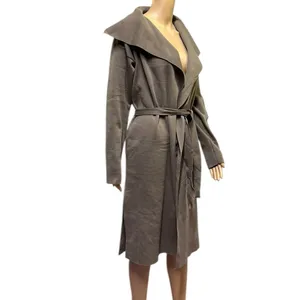 Love Tree Neutral Tan Soft Knit Belted Cardigan Trench Coat Womens Medium thumbnail 4