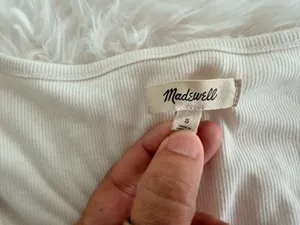 Madewell White Ribbed Henley Short Sleeve Crop Top Size S thumbnail 2