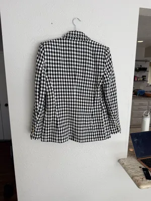 Zara houndstooth double breasted gold button oversized blazer jacket M  thumbnail 11