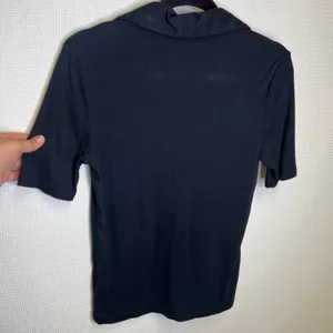 American Giant Women Black Ribbed V-Neck Polo Short Sleeve Shirt Size M thumbnail 2
