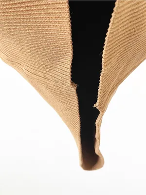 Aritzia Babaton Sculpt Knit Criss Cross Tan Ribbed Bodycon Mini Dress thumbnail 5