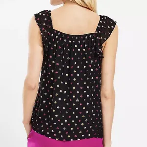 LOFT Shimmer Metallic Polka Dot Ruffle Sleeveless Top Women’s Size‎ Petite Large thumbnail 6